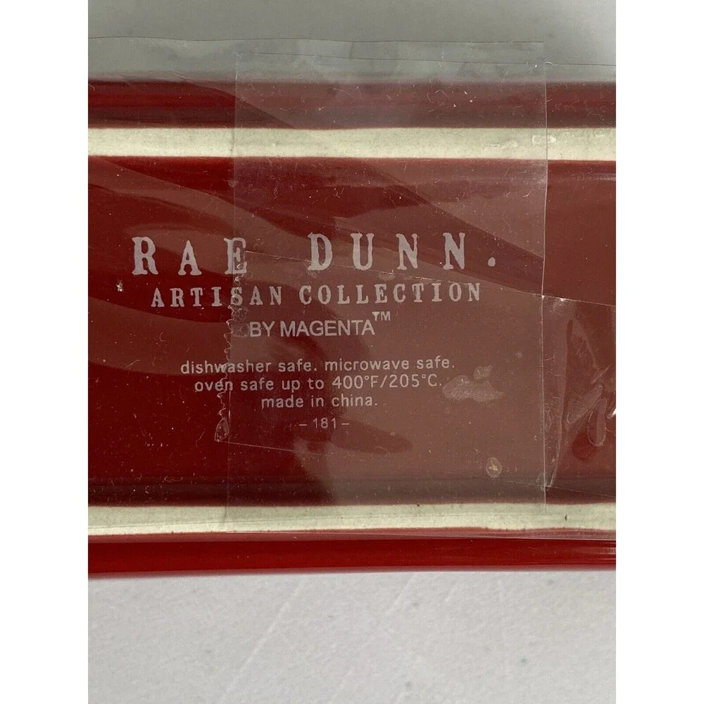 Rae Dunn Christmas JINGLE Mini Loaf Pan Baking Dish Red w/ Spatula Ho Ho Ho NEW